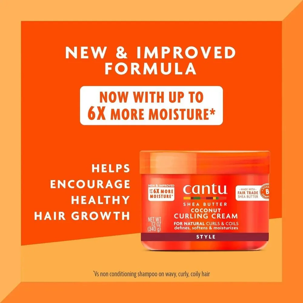 Cantu Coconut Curling Cream with Shea Butter 12 oz – 4 Pack